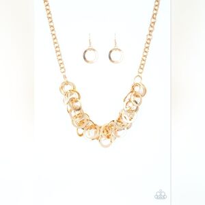 Ringing in The Bling Gold Necklace Unique Fashion Costume Jewelry Chain Links